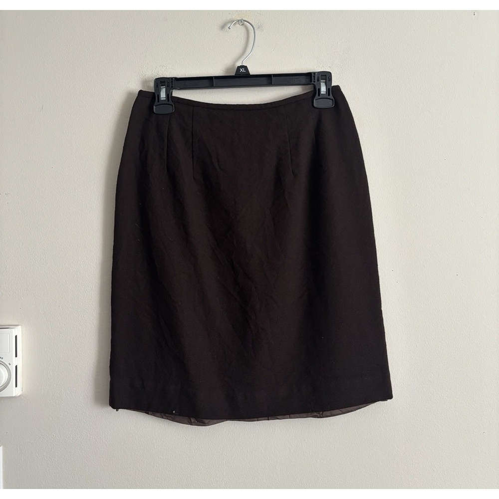 Vintage Y2K Herman Geist WOOL Pencil Skirt Brown Lined 10 Medium‎ Office